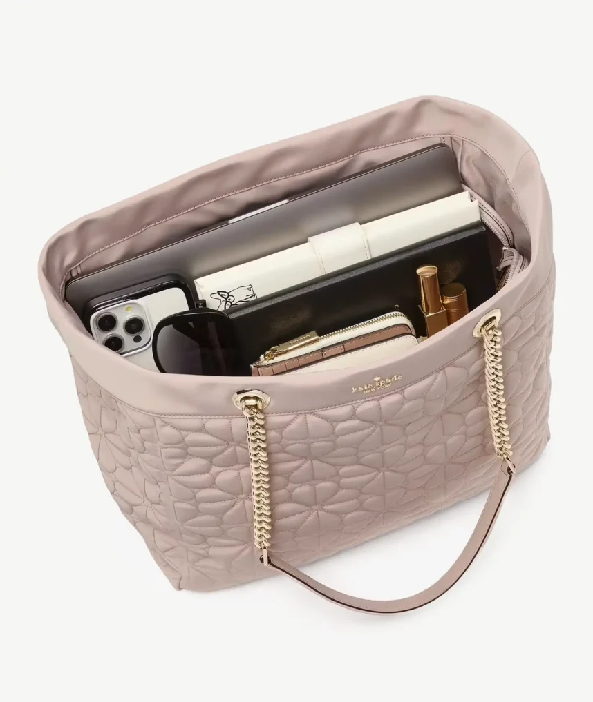 Sac fourre-tout en tissu matelassé Spade Flower – Image 6