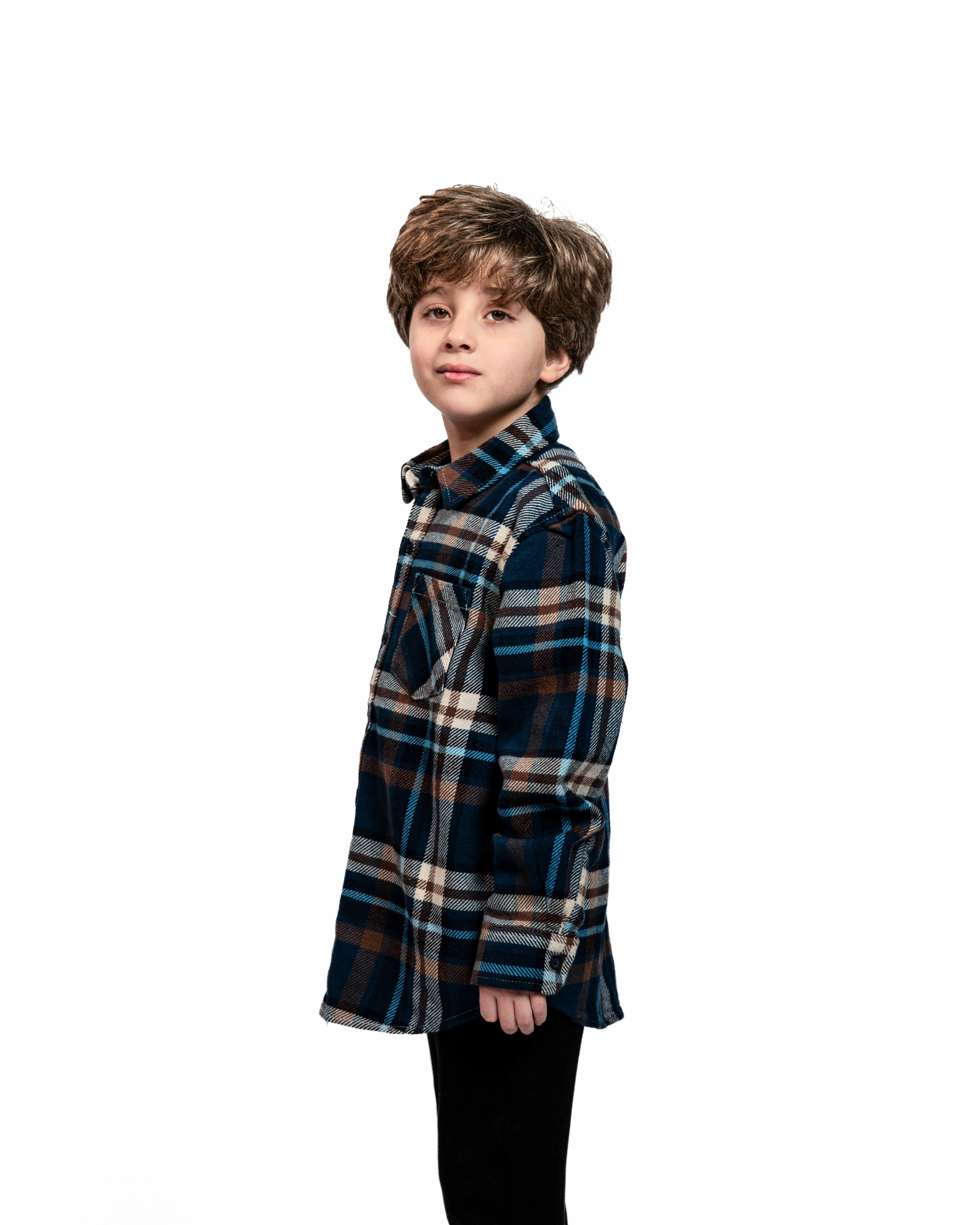 Chemise en flanelle à carreaux bleu