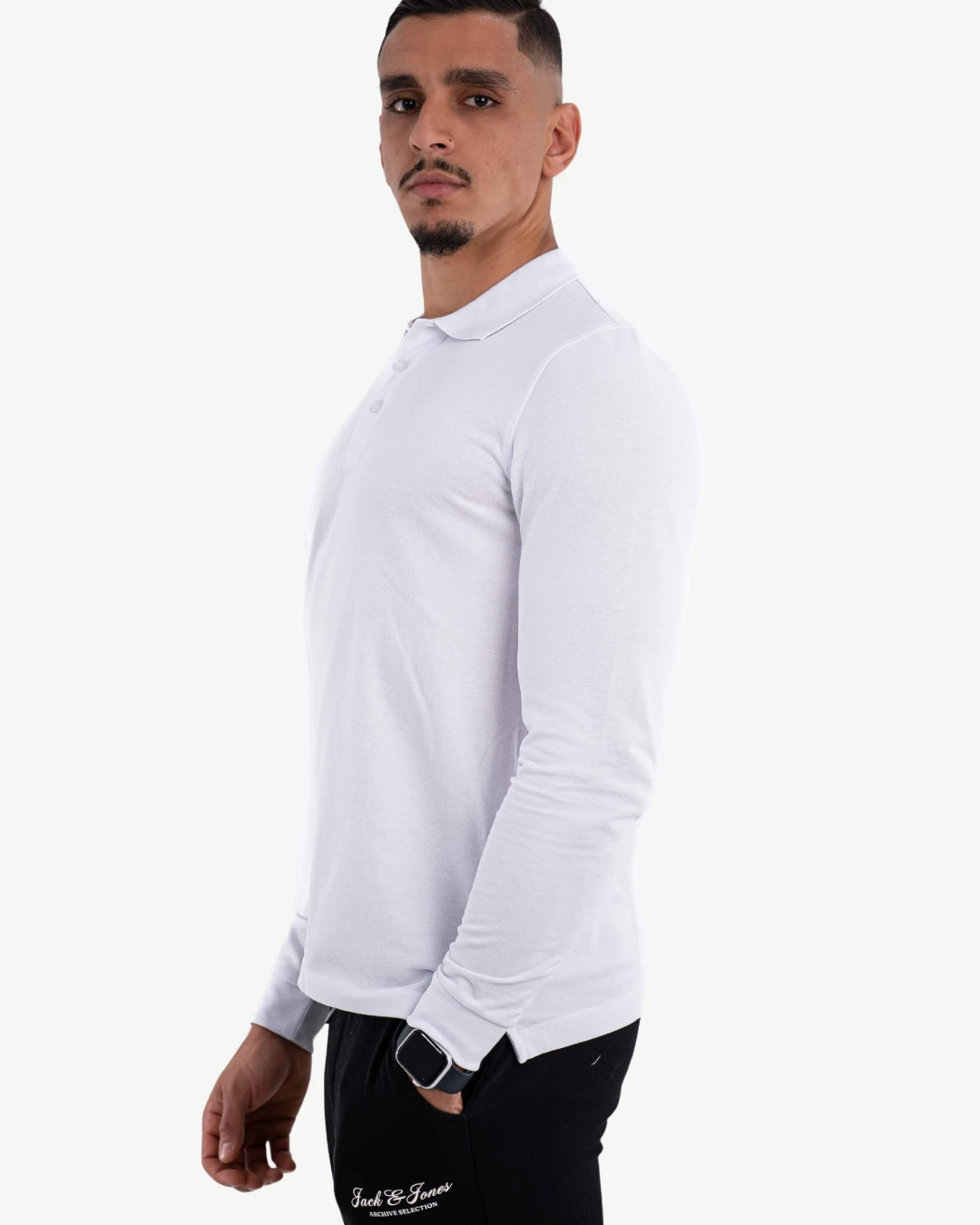 Polo Manches Longues CELIO Homme Blanc