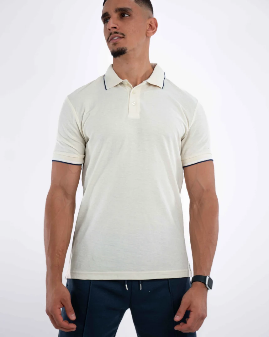 Polo Demi-Manches Celio Crème