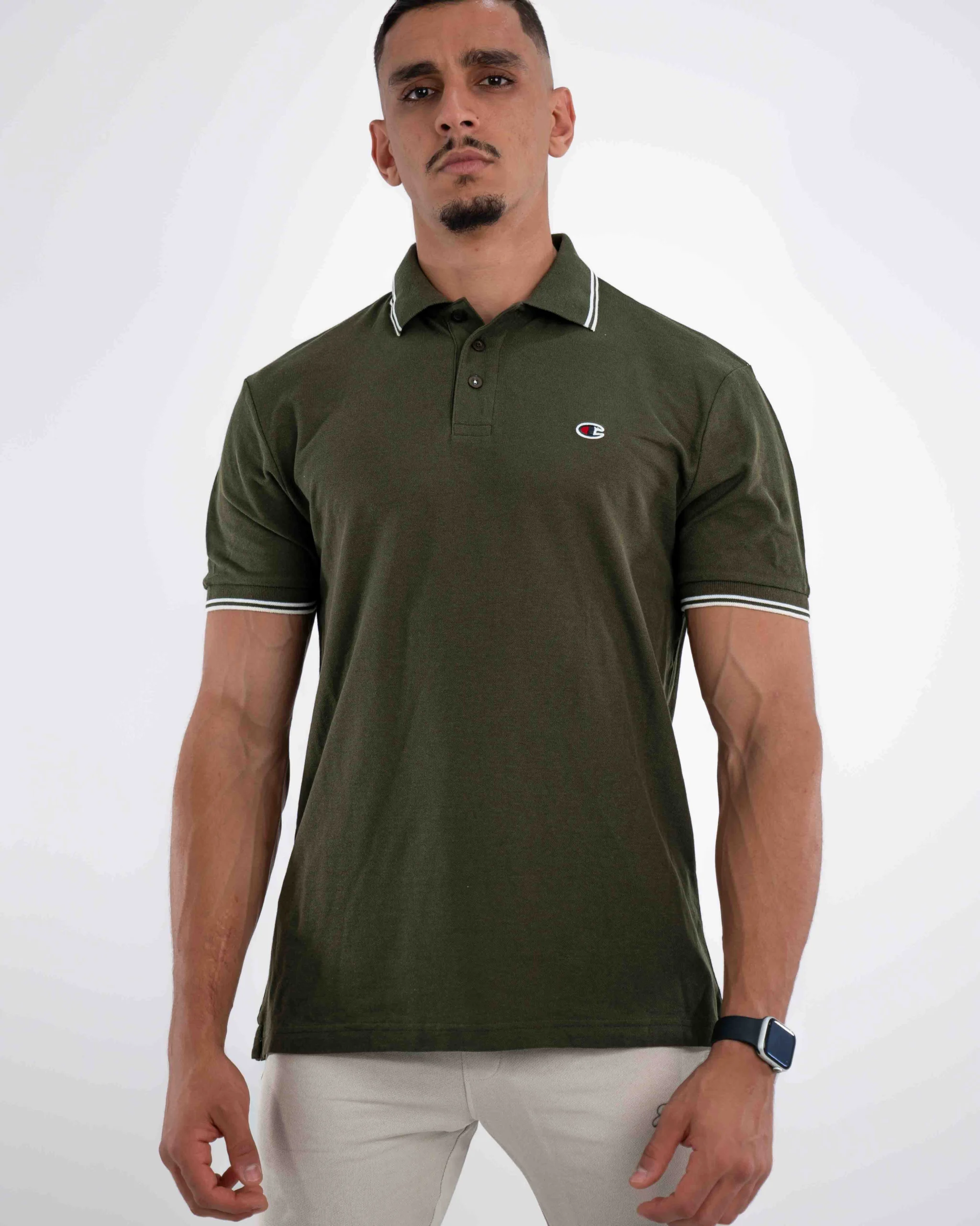 E-115020012-009_A Polo Demi-Manches Champion Vert Olive – Image 1