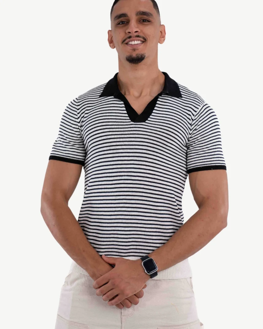 Polo Demi-Manches Mango Noir, Blanc