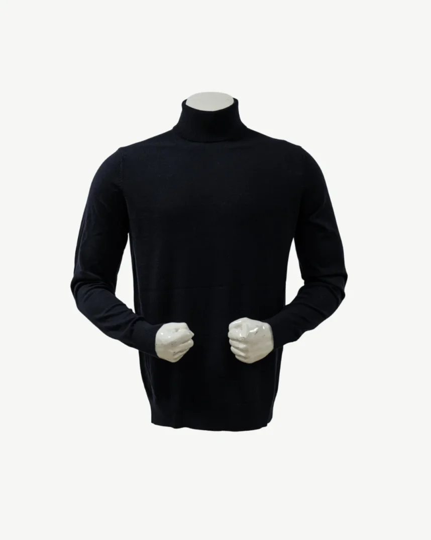 Pull en Laine Jack&Jones Col Roulé Bleu Nuit